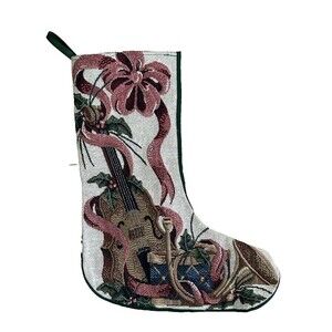 Vintage Riverdale Tapestry Christmas Stocking Cello Drum Trumpet Musical